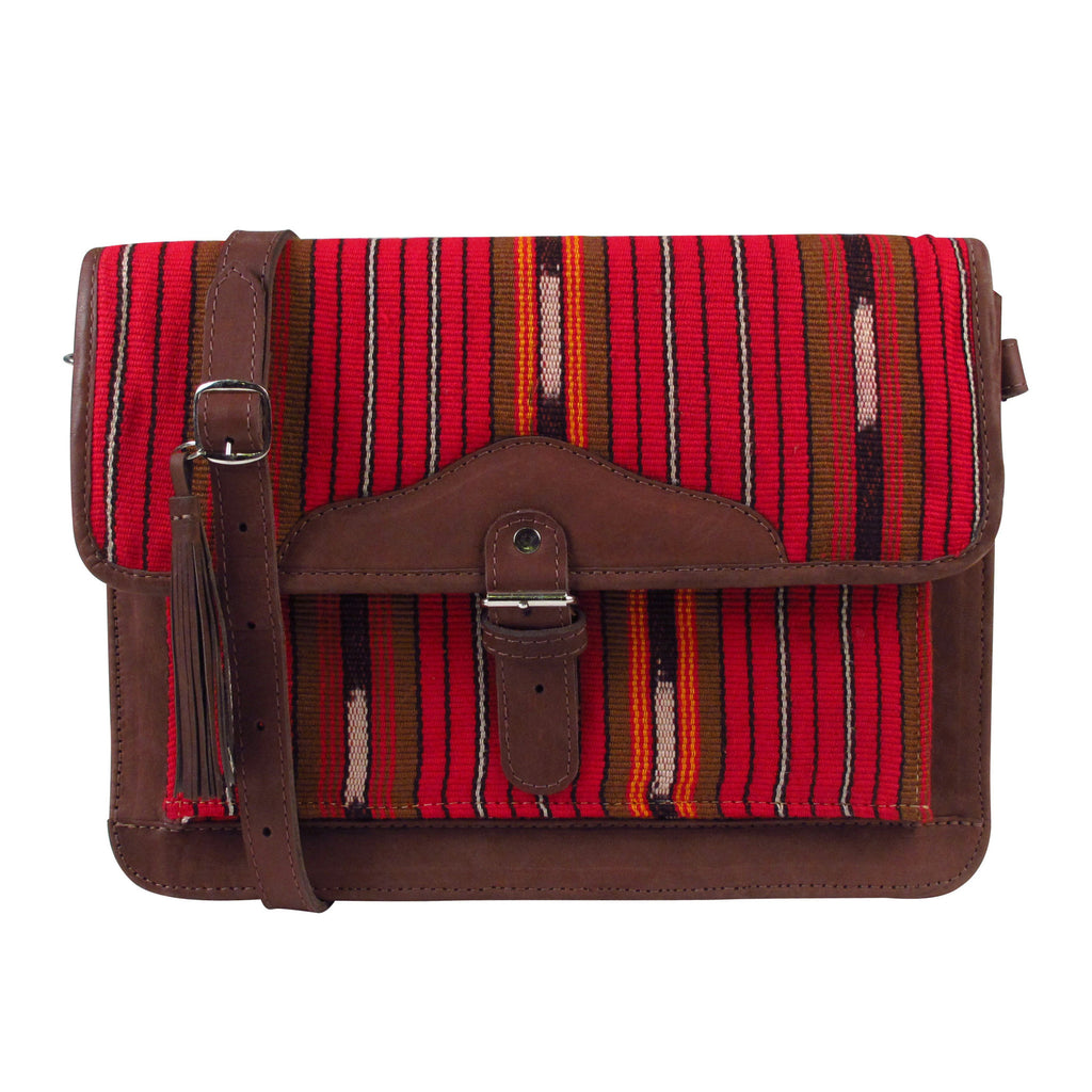 Solola Satchel Red Chocolate Ikat